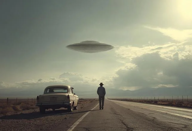 Magányos sofőr a kihalt úton: UFO