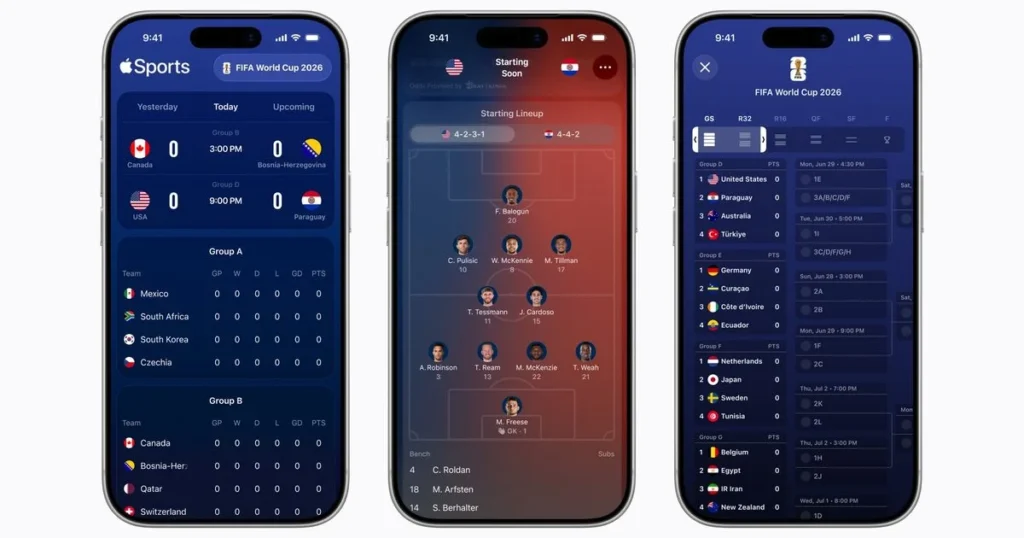 Az Apple Sports valós időben követi a vb drámáit