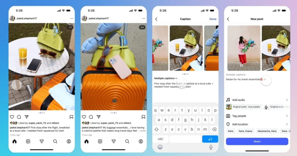 Instagram: minden képre automatikus felirat a slide